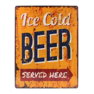Wall Plaque Sign Drinks Vintage Style Shabby Chic Hanging Bar Diner Ice Cold Beer