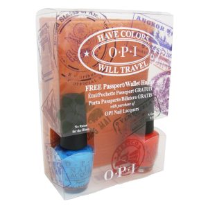 OPI Nail Polish Gift Set Varnish Lacquers Holiday Kit with Passport Holder