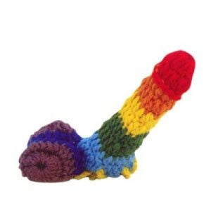 Mens Novelty Gift Adult Joke Prank Willy Warmer Knitted Diabolical Funny Rainbow